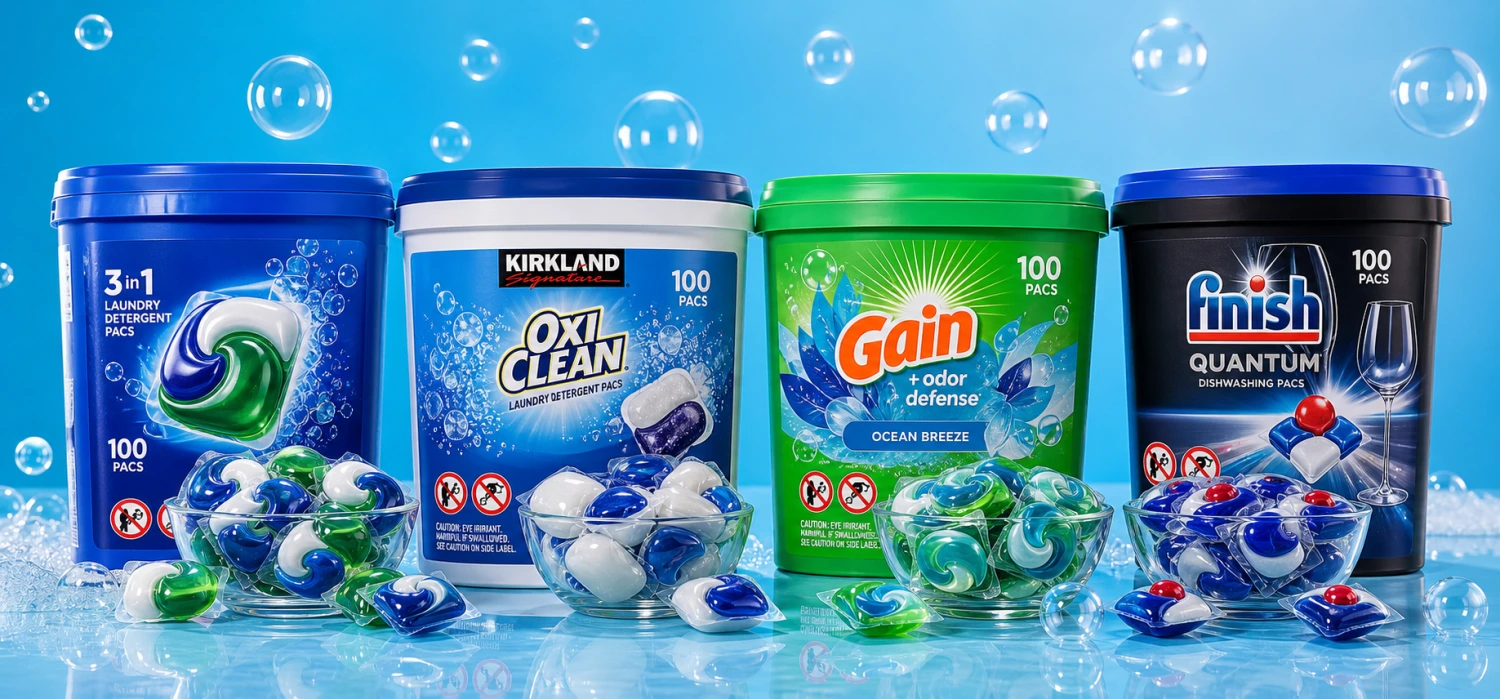 Laundry pods and dishwasher pods